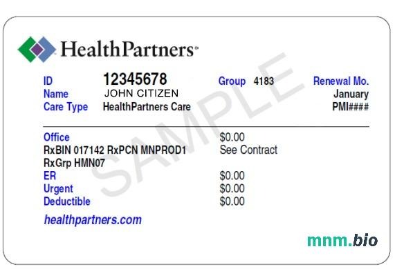 USA HealthPartners karta ubezpieczenia zdrowotnego edytowalny szablon
